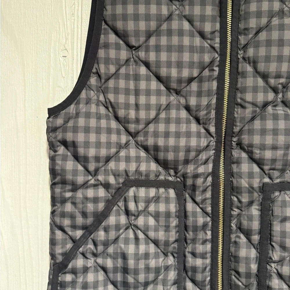 J. Crew Black and Gray Checkered Quilted Vest - Picture 3 of 9